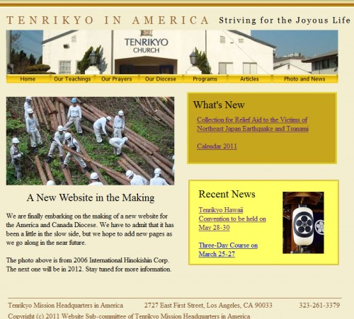 Tenrikyo Mission Headquarters in America website updated